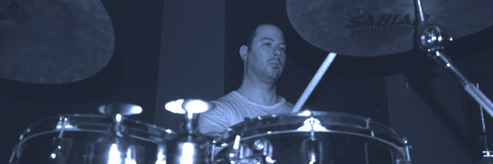 Dave "Slo-Beat" Evans, drummer for instrumental guitar & prog-rock band Set Phasers To Prog!